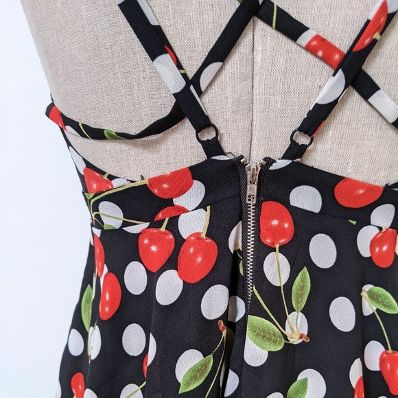 red cherry print spaghetti strap mini dress - Picture 9 of 11